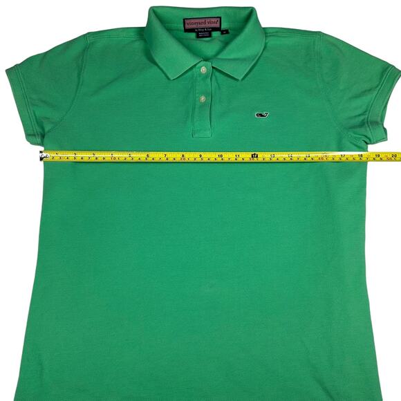 Vineyard Vines Women’s Polo Shirt Size Medium Green Short Sleeve Whale Logo - Picture 3 of 7